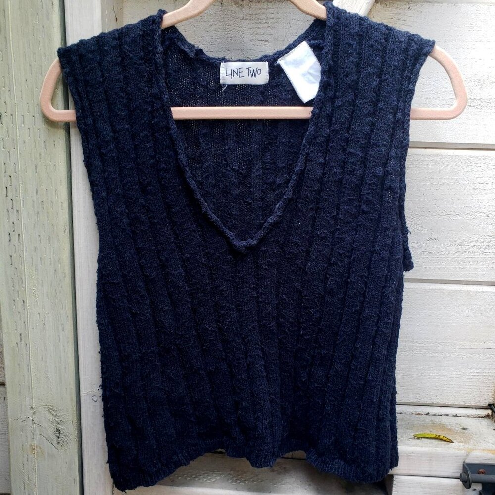 Navy Blue Nubby Knit Vest